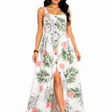 Vestido Longo com Estampa Tropical