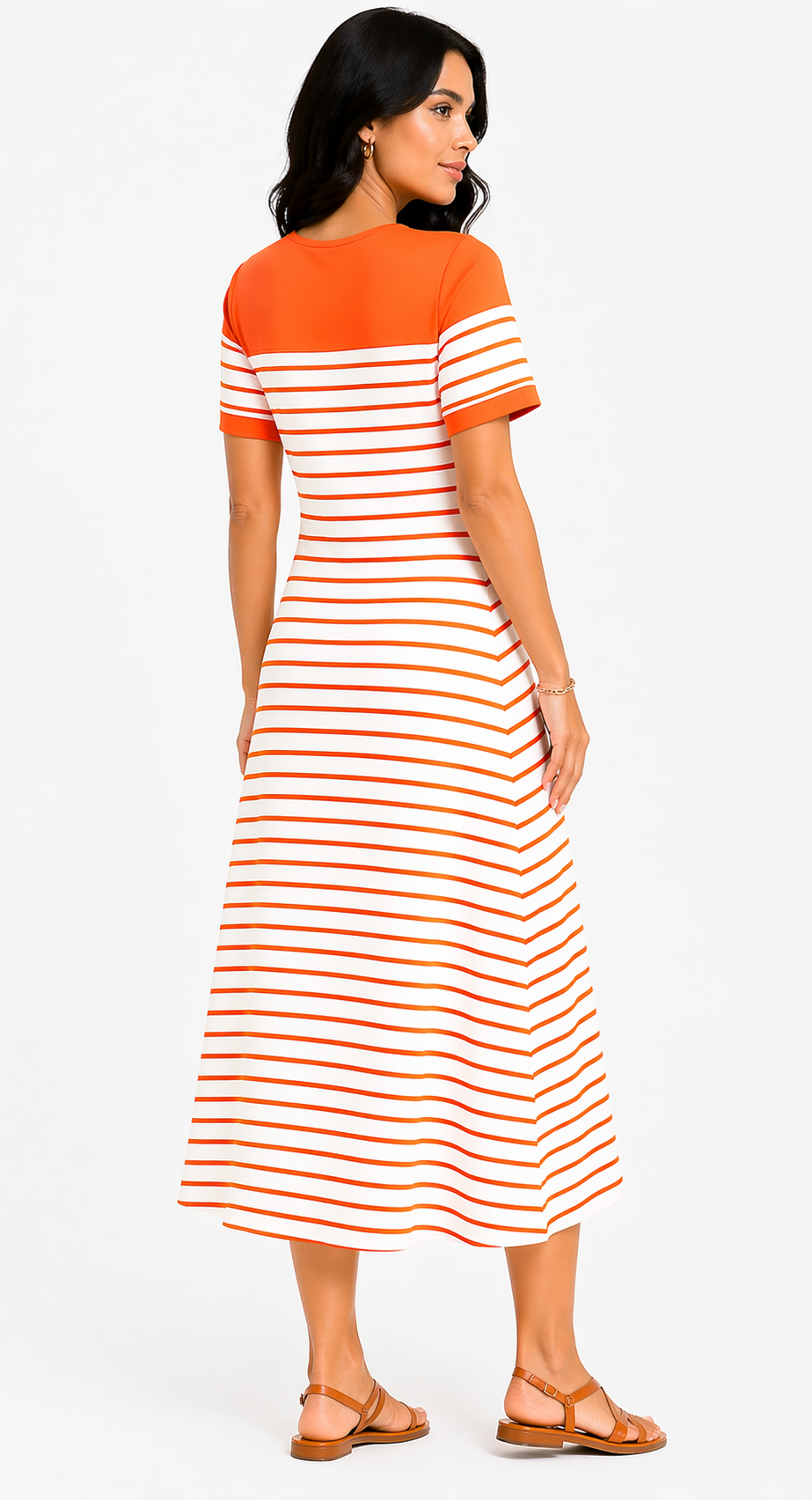 Vestido Longo Listrado com Botões