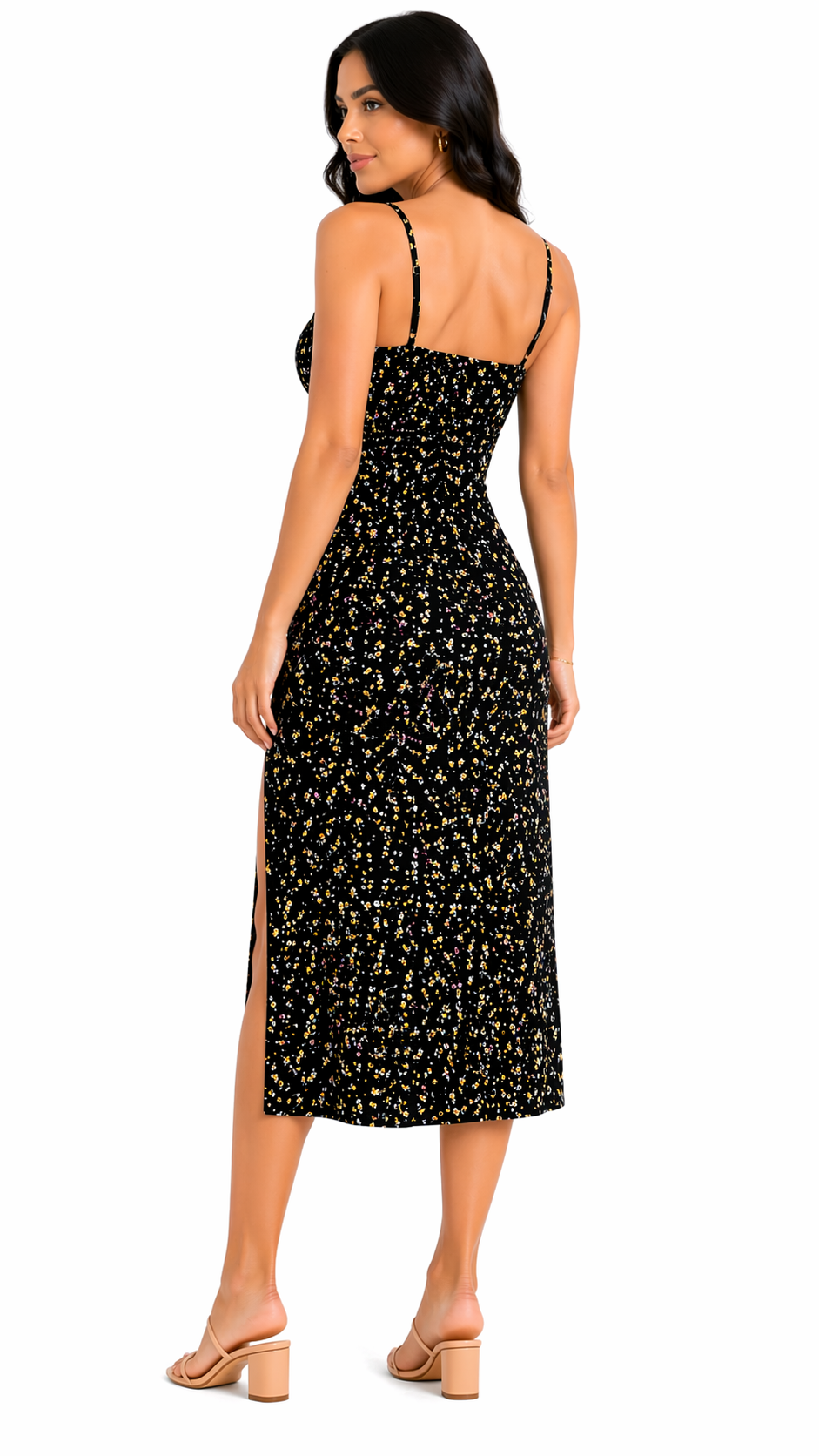 Vestido Floral Romântico Lara com Fenda Lateral