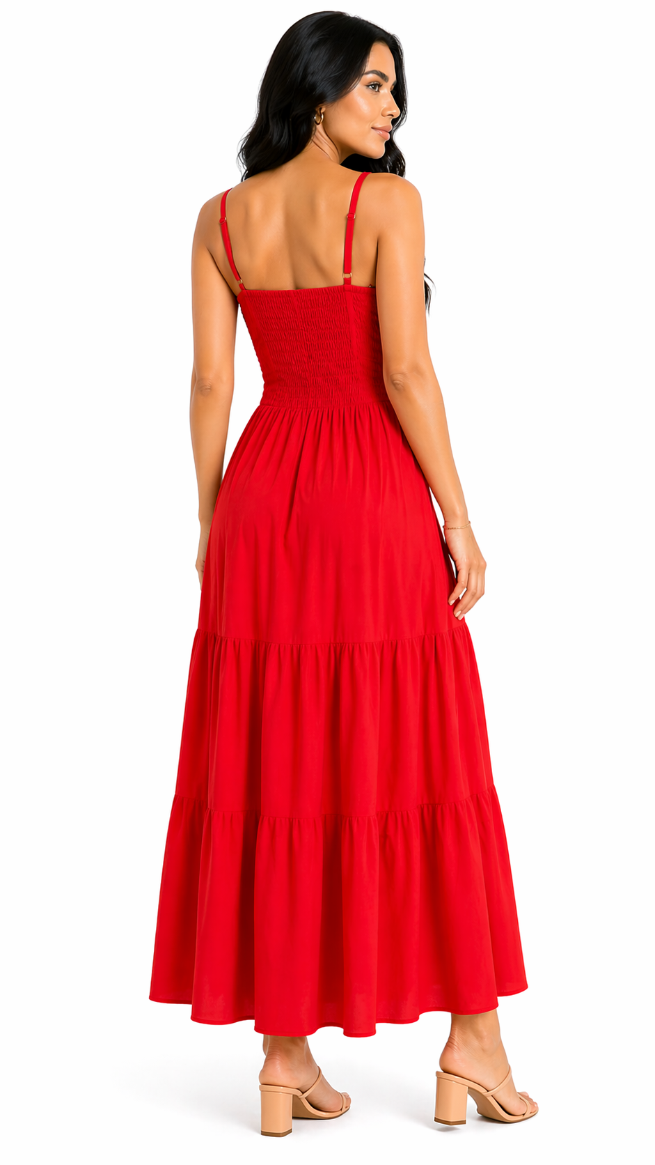 Vestido com Amarração Frontal e Alças Finas Mia Vermelho
