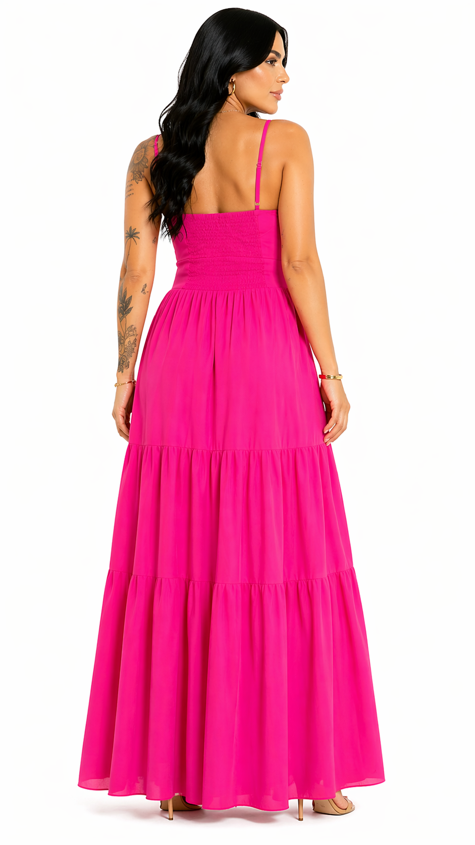 Vestido com Amarração Frontal e Alças Finas Mia Rosa