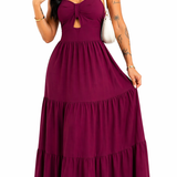 Vestido com Amarração Frontal e Alças Finas Mia Roxo