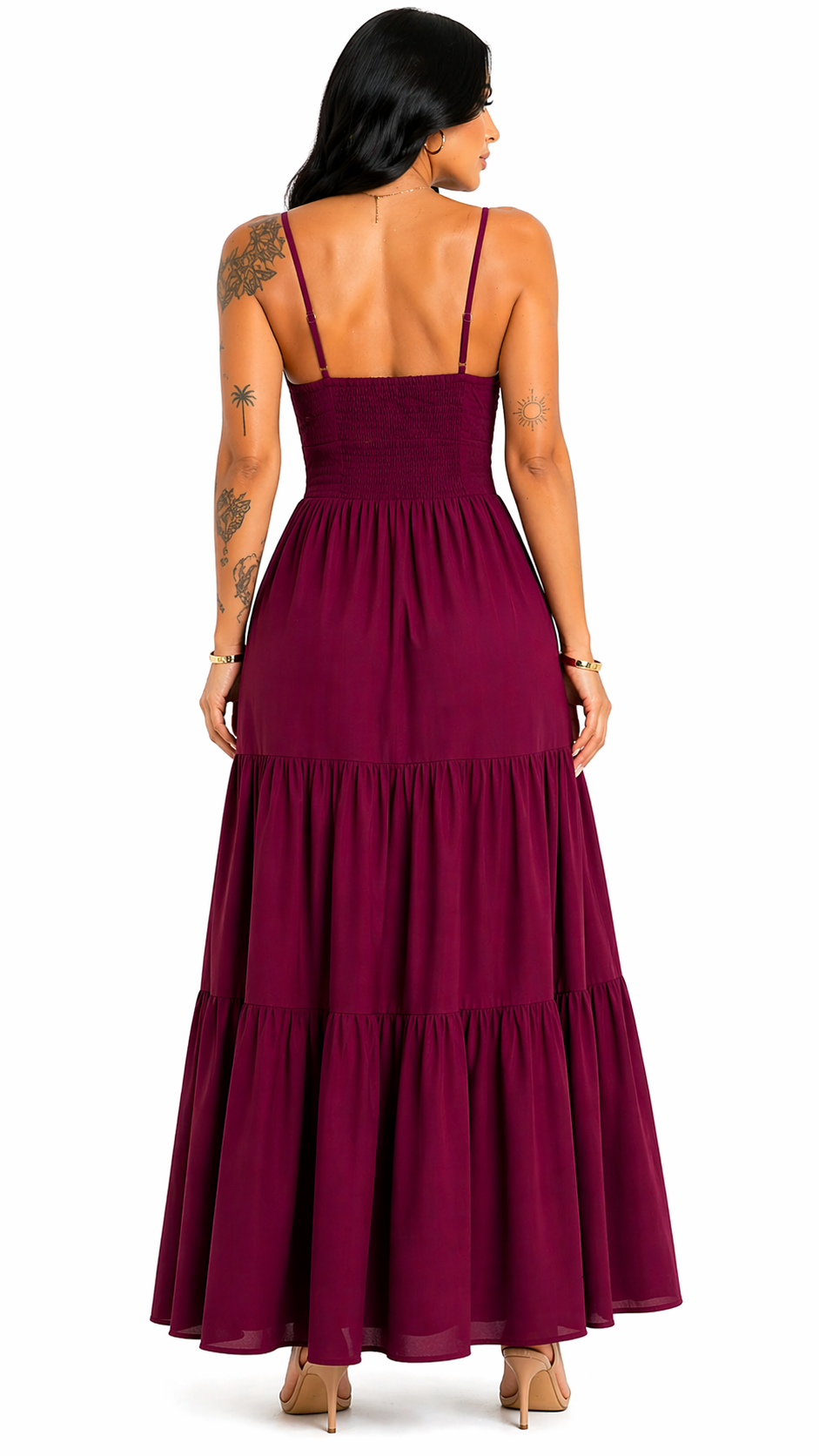Vestido com Amarração Frontal e Alças Finas Mia Roxo