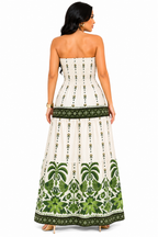 Vestido Longo Tomara que Caia Mykaelle Verde e Branco