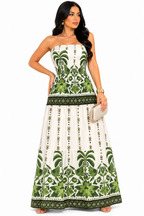 Vestido Longo Tomara que Caia Mykaelle Verde e Branco
