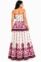 Vestido Longo Tomara que Caia Mykaelle Rosa e Branco