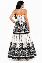 Vestido Longo Tomara que Caia Mykaelle Preto e Branco