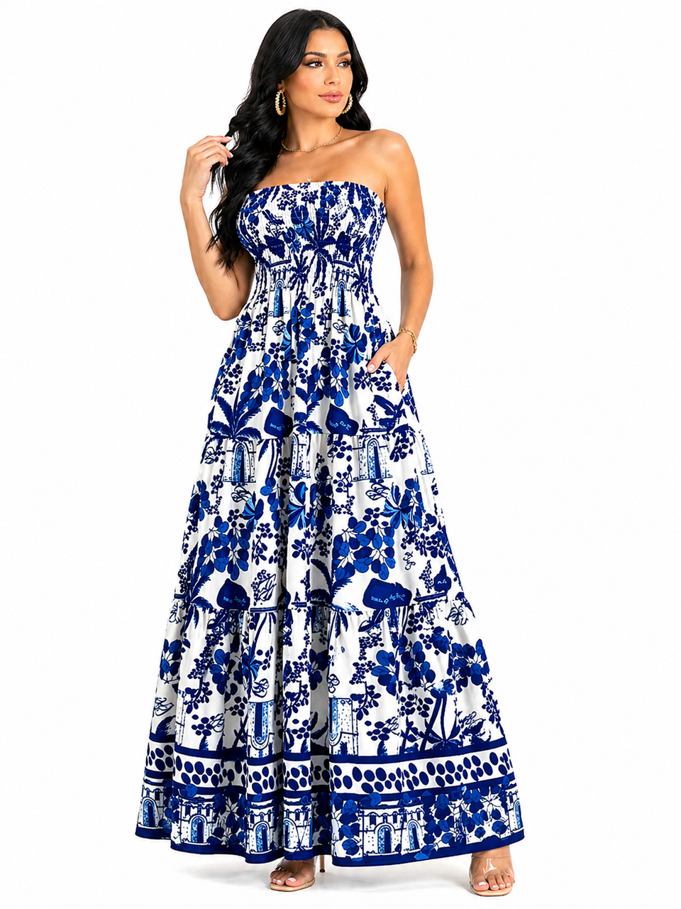 Vestido Longo Tomara que Caia Mykaelle Azul Escuro