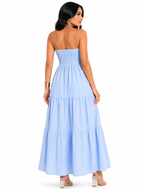 Vestido Longo Tomara que Caia Mykaelle Azul Bebê