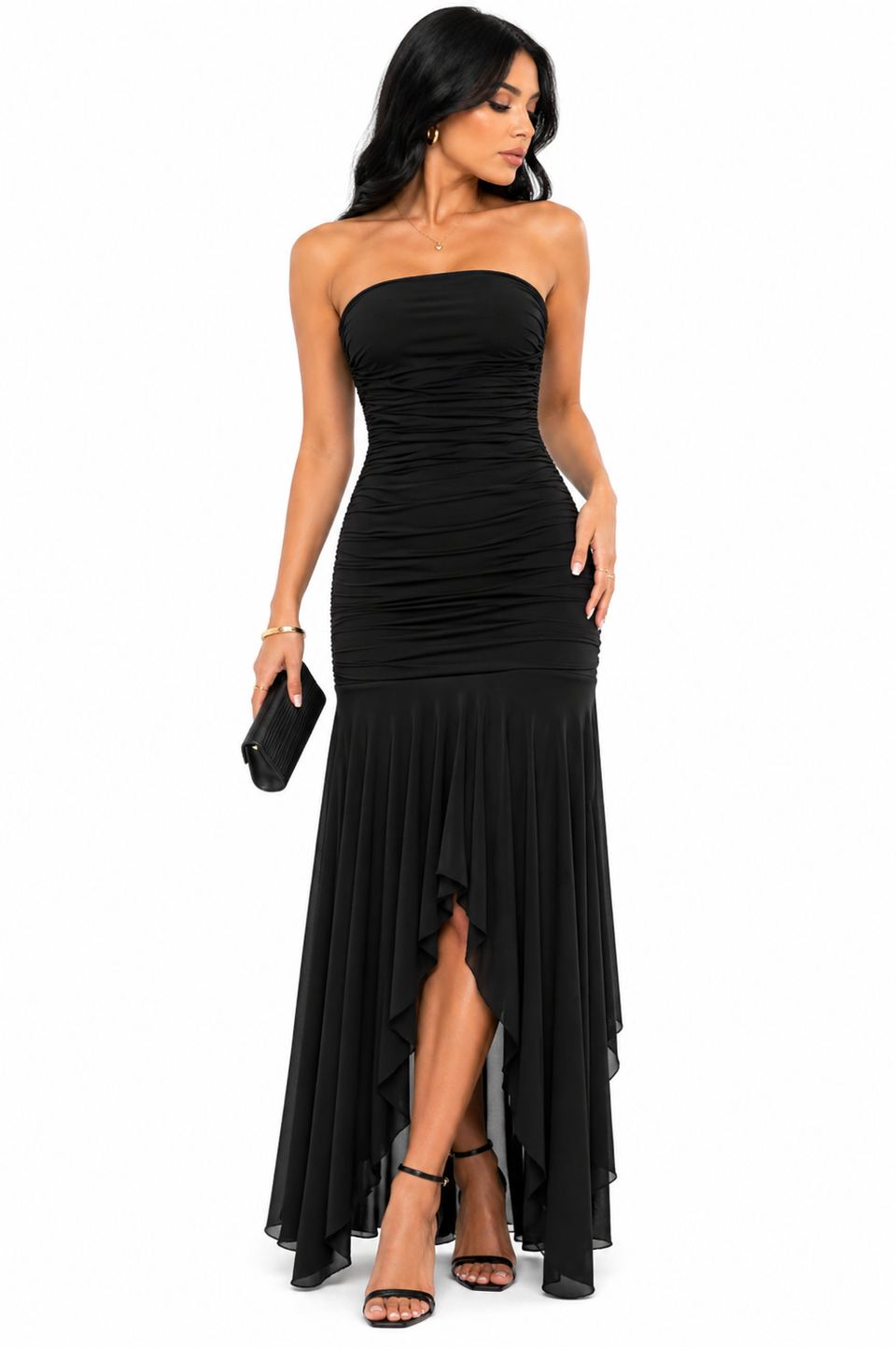 Vestido Longo Sofisticação Radiante Preto