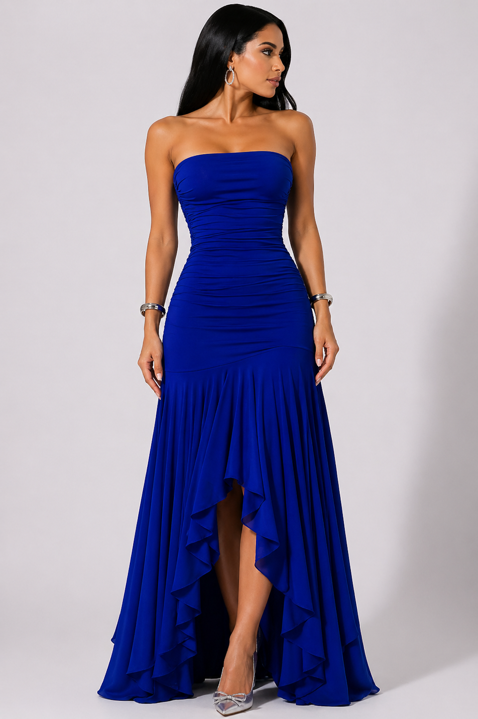 Vestido Longo Sofisticação Radiante Azul Royal