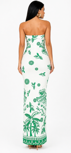 Vestido Glamour Clássico Bianca com Estampa Exclusiva Verde