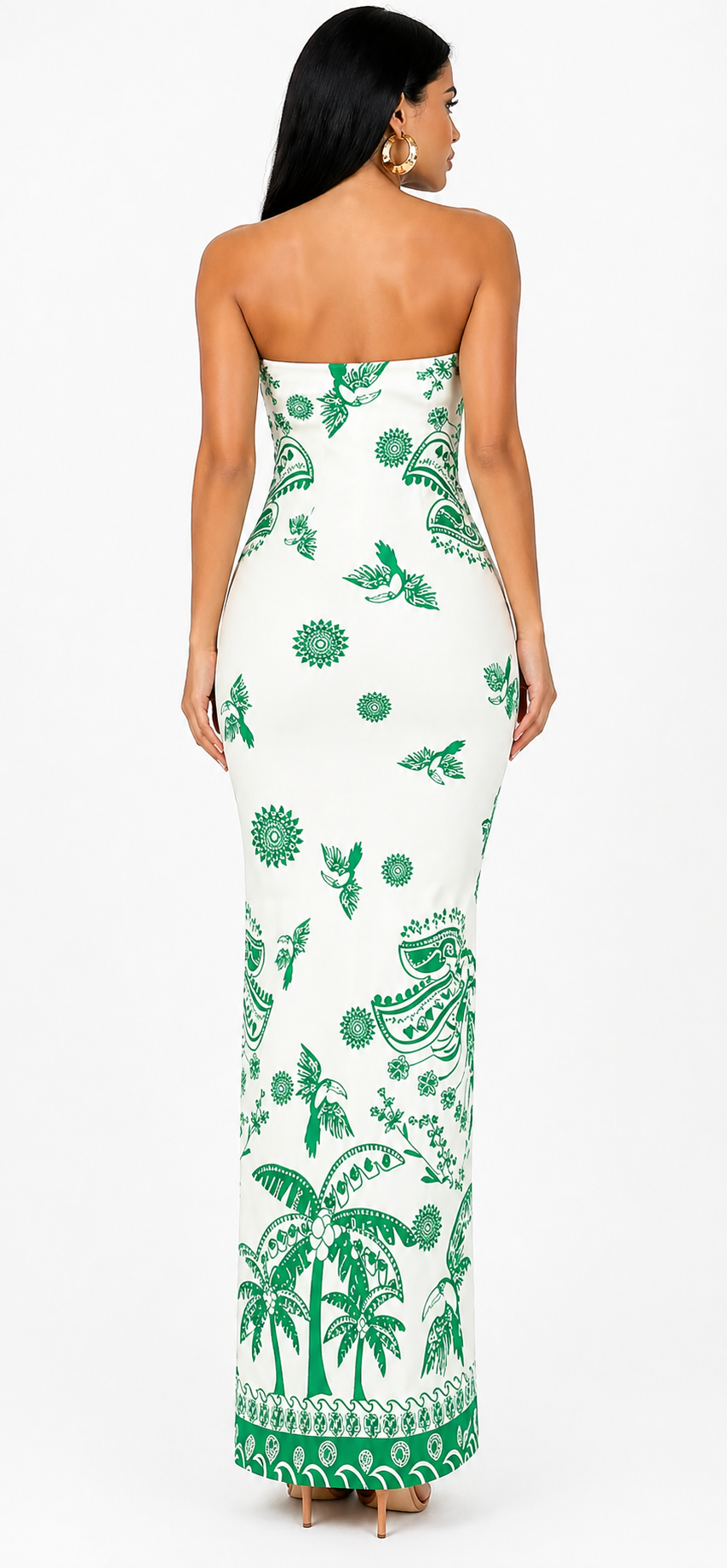 Vestido Glamour Clássico Bianca com Estampa Exclusiva Verde