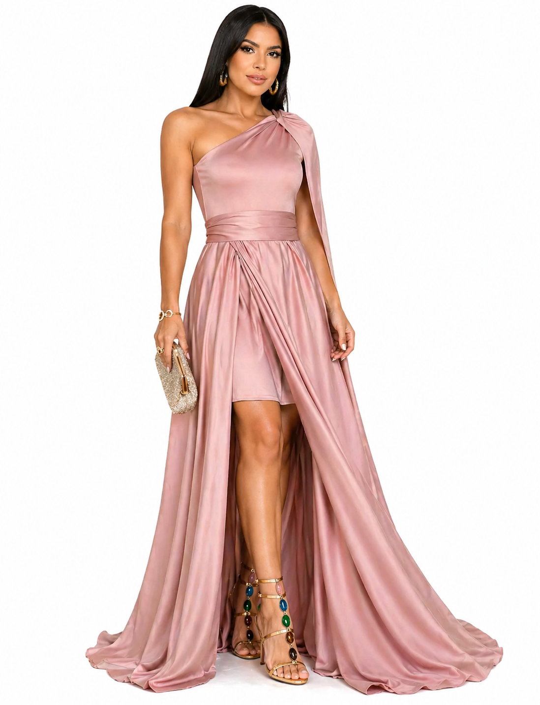Vestido Glamour Manuela com Toque Romântico Rosê