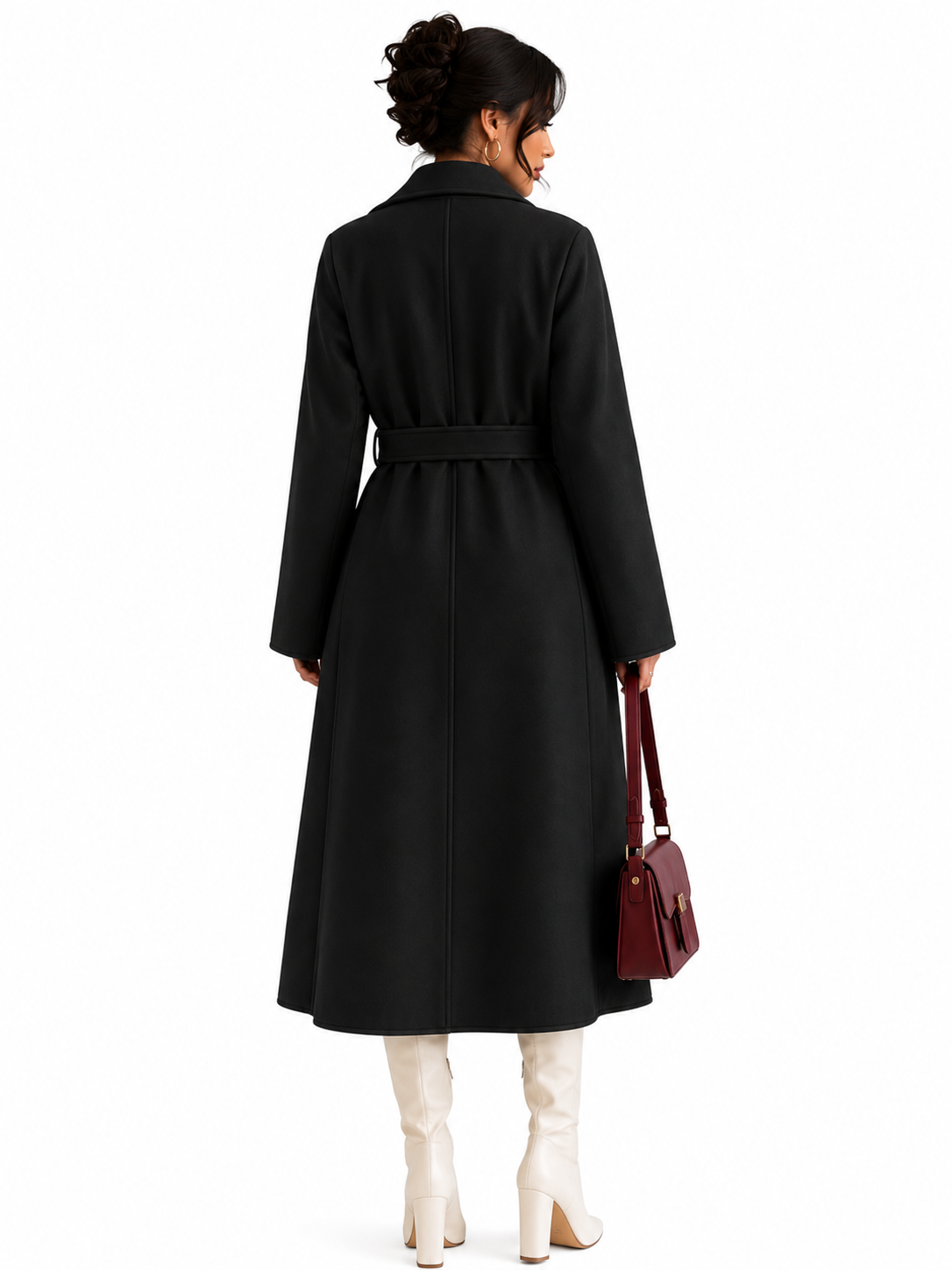 Casaco Feminino Sobretudo Premium Preto Alongado