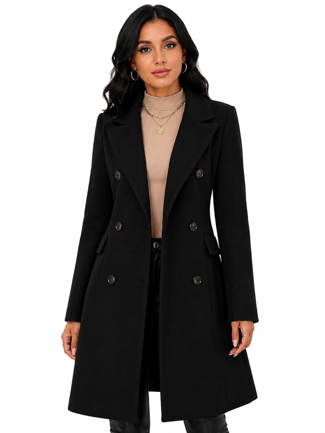 Casaco Feminino Sobretudo Premium Preto Elegance