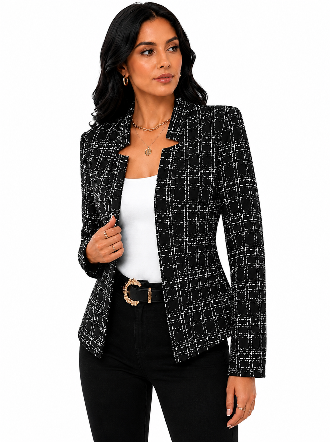 Blazer Feminino Estampado Elegance Preto