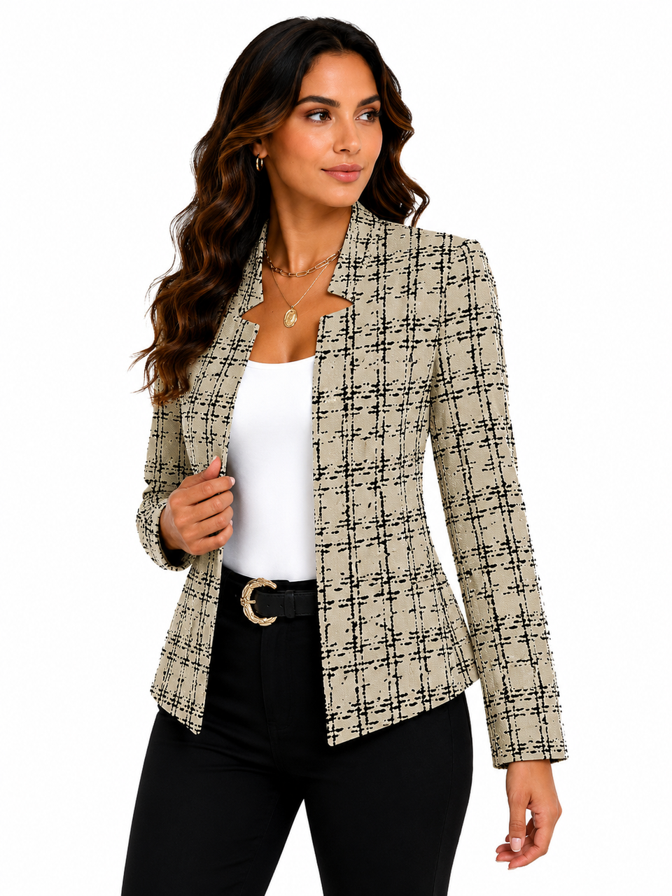 Blazer Feminino Estampado Elegance Nude