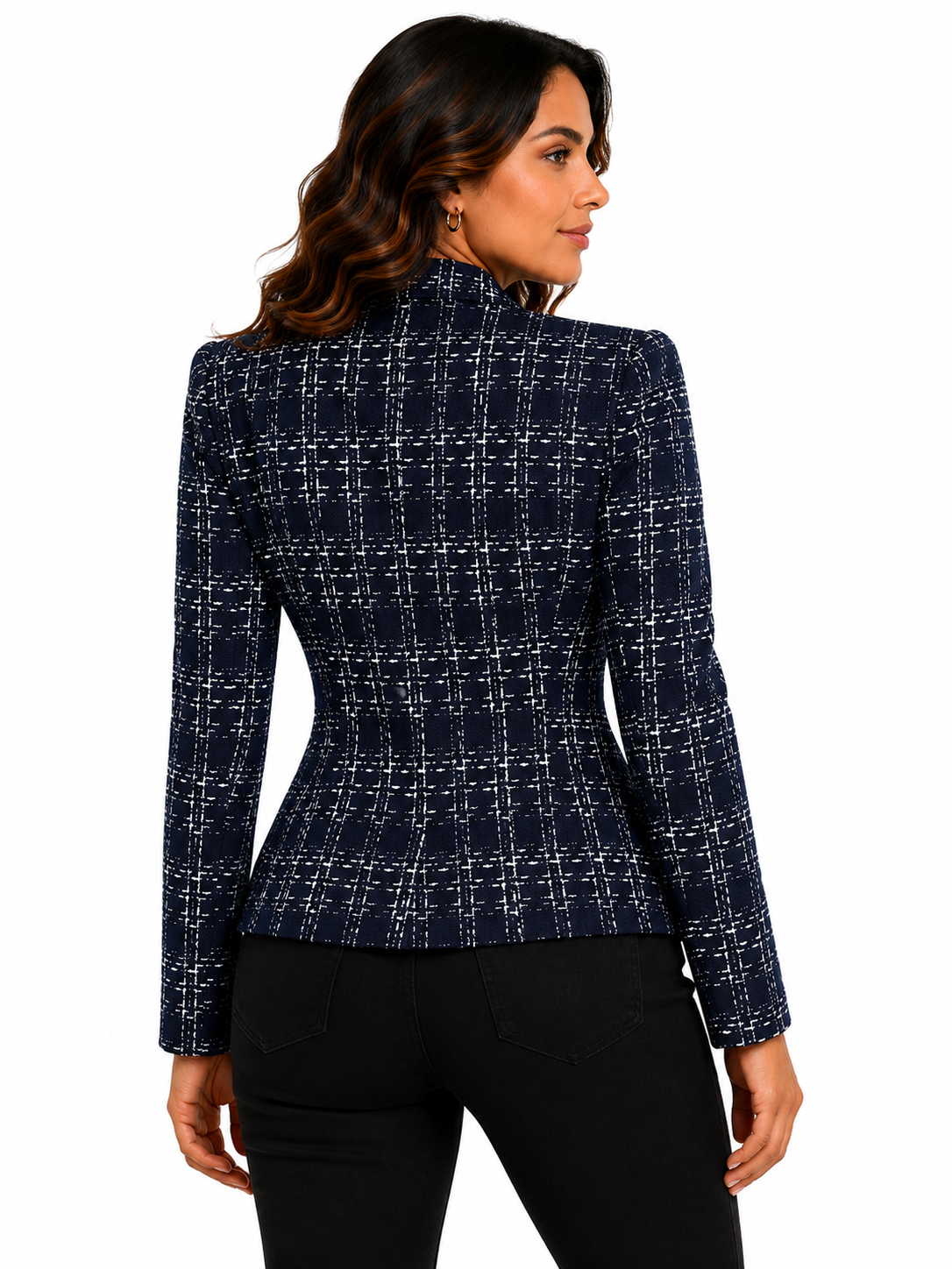 Blazer Feminino Estampado Elegance Marinho
