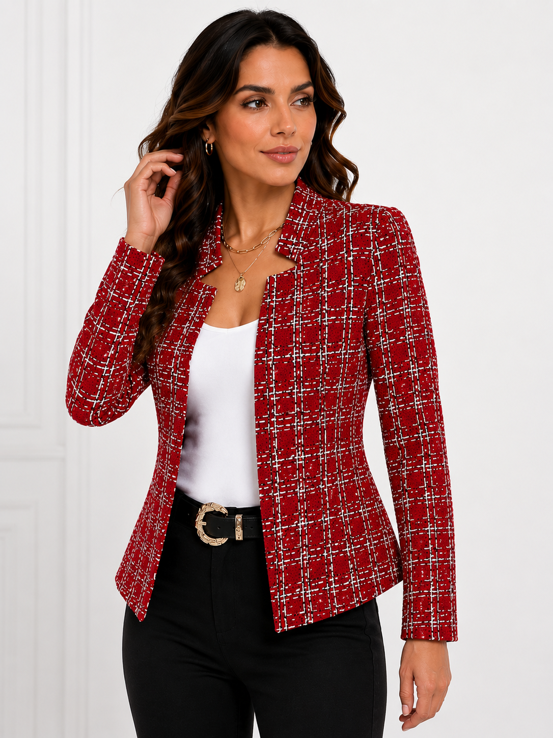 Blazer Feminino Estampado Elegance Vermelho