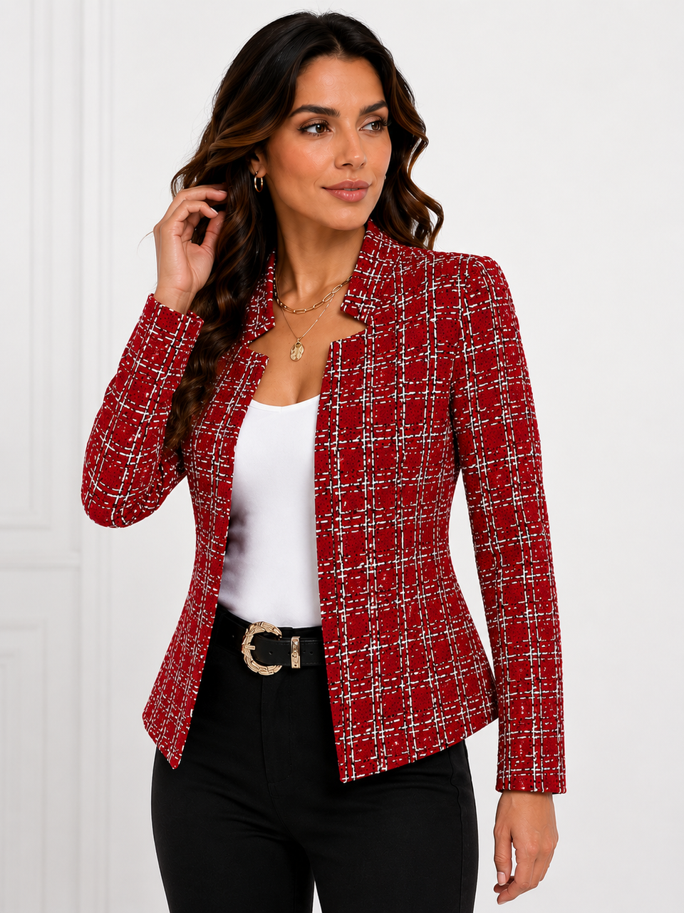 Blazer Feminino Estampado Elegance Vermelho