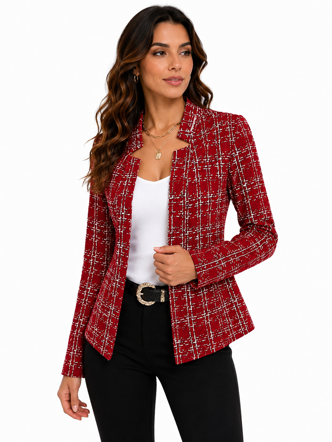 Blazer Feminino Estampado Elegance Vermelho