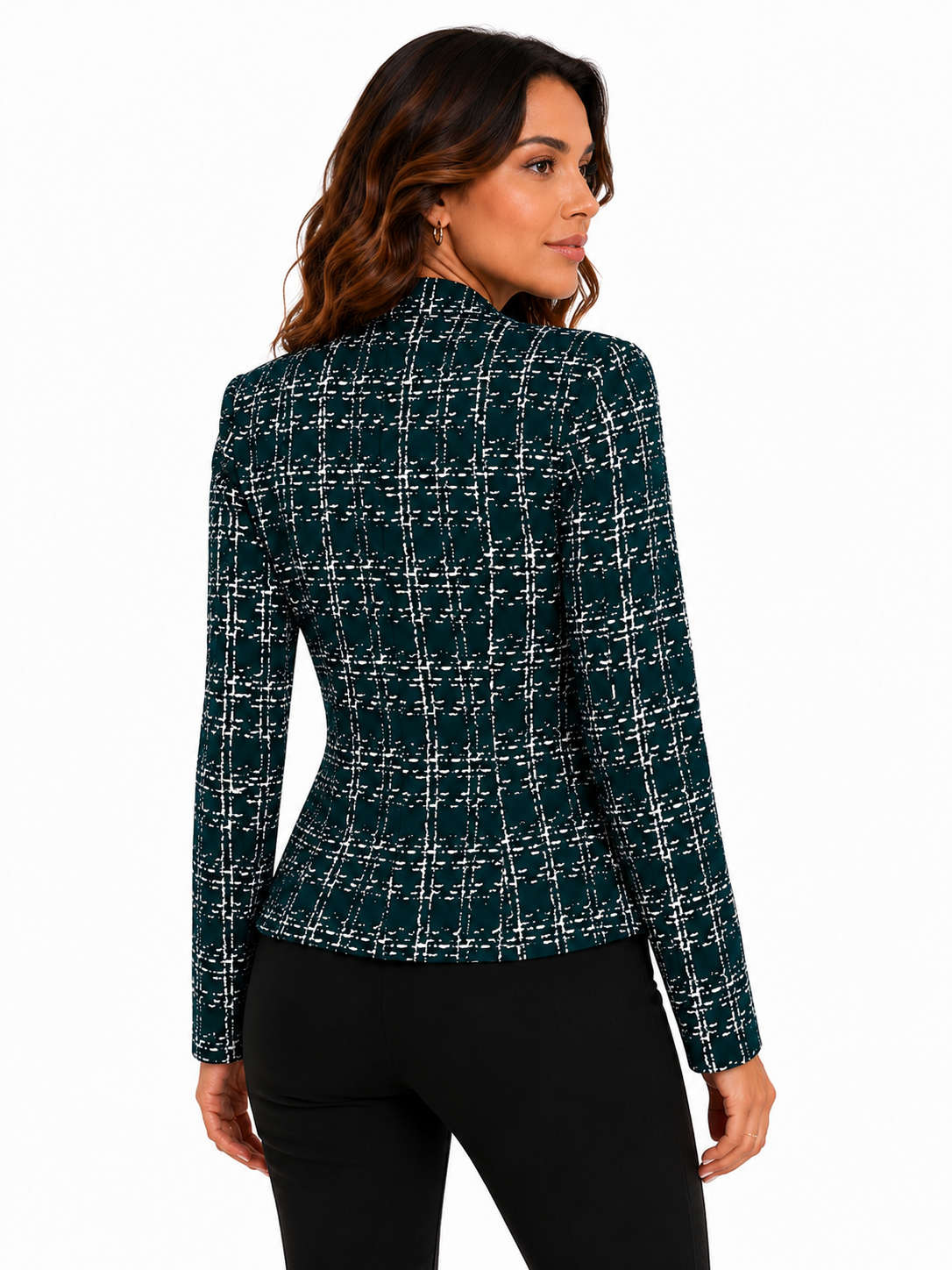 Blazer Feminino Estampado Elegance Verde Petróleo