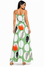 Vestido Longo com Estampa Tropical Alana Verde