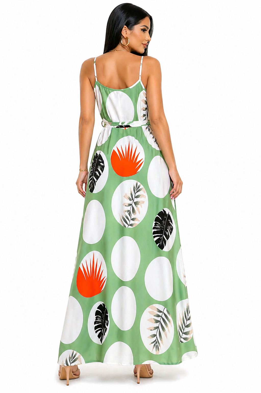 Vestido Longo com Estampa Tropical Alana Verde