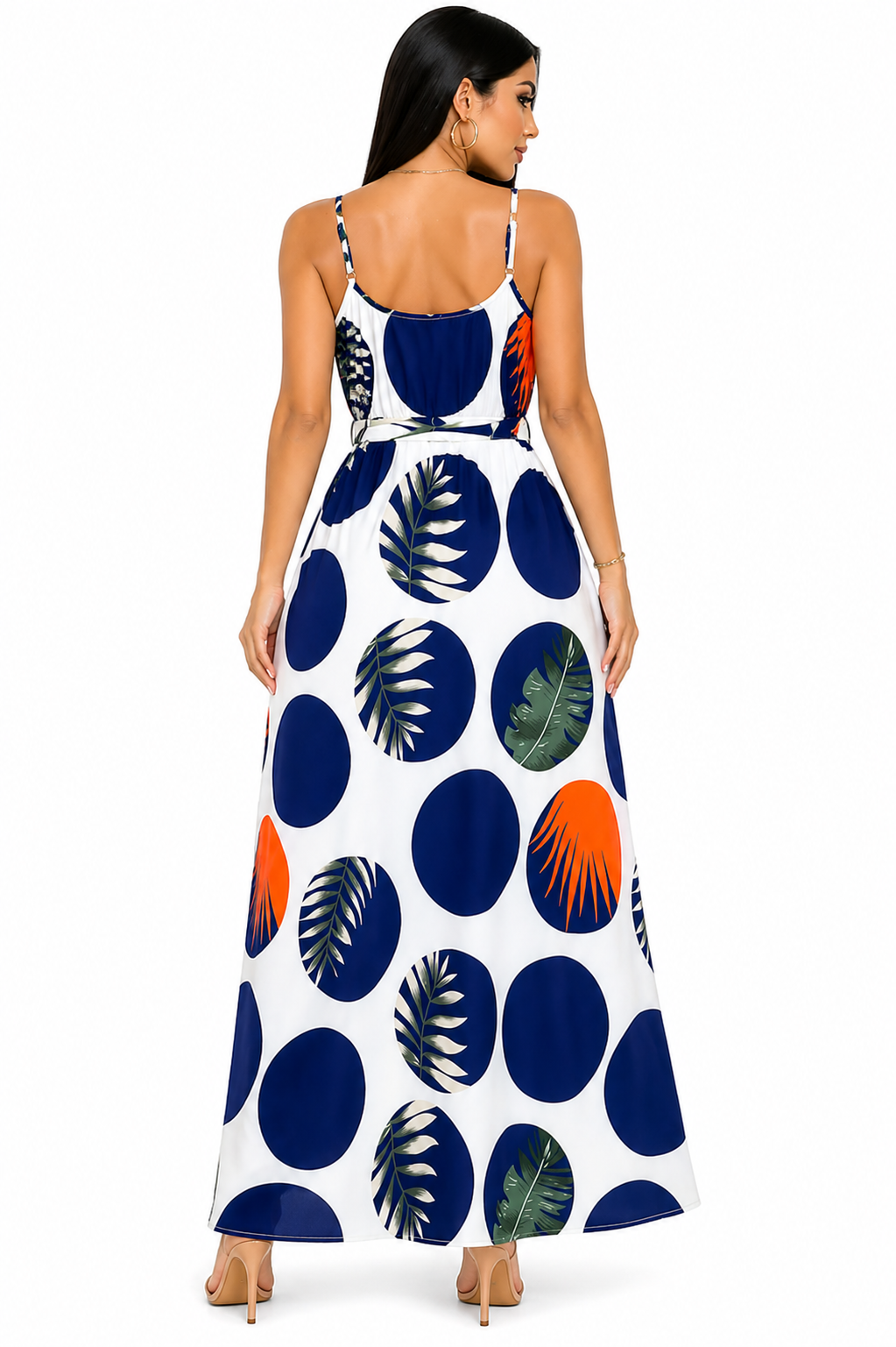 Vestido Longo com Estampa Tropical Alana Azul