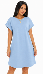 Vestido Minimalismo e Estilo Casual Lunna Azul