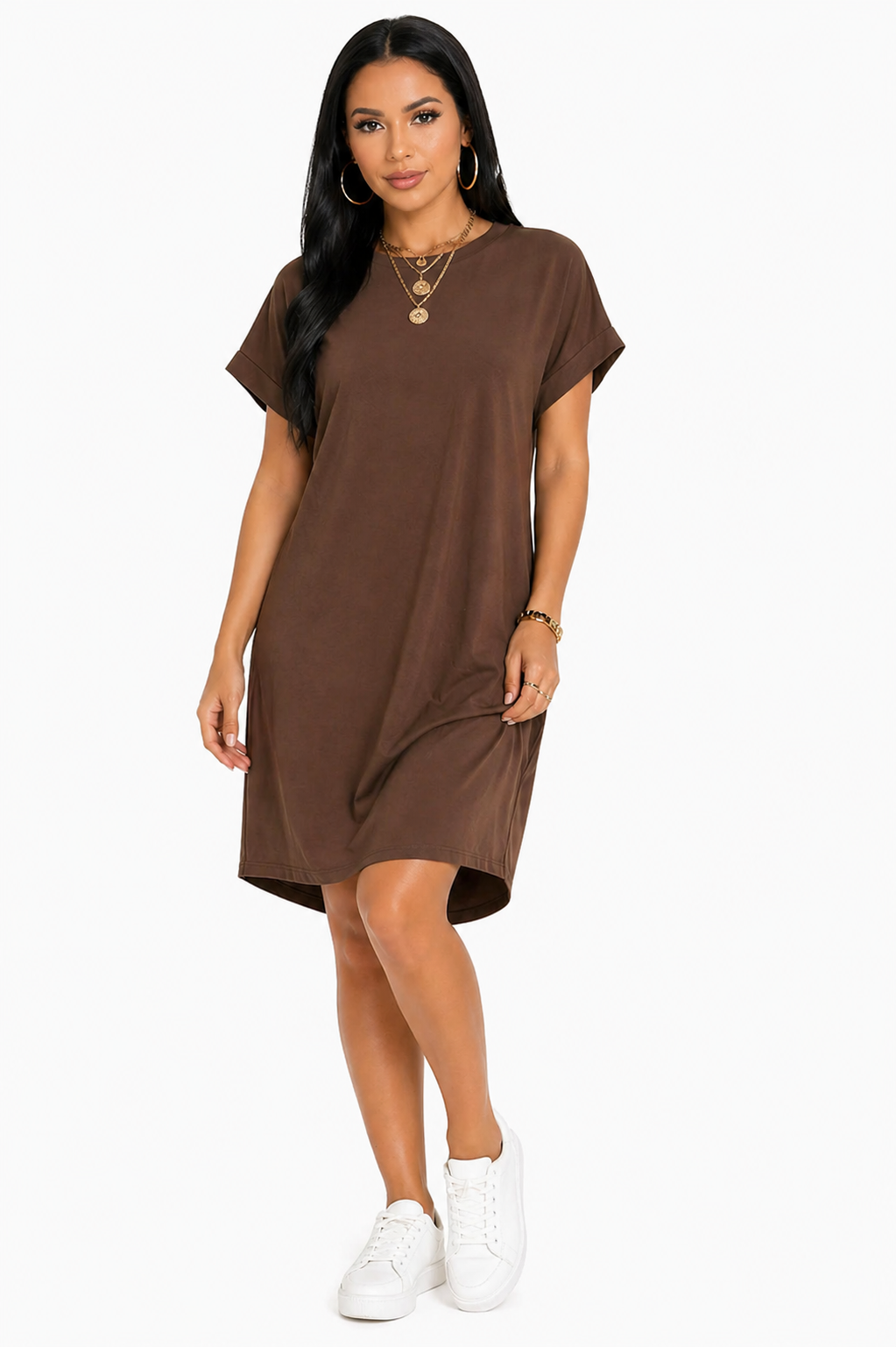 Vestido Minimalismo e Estilo Casual Lunna Marrom