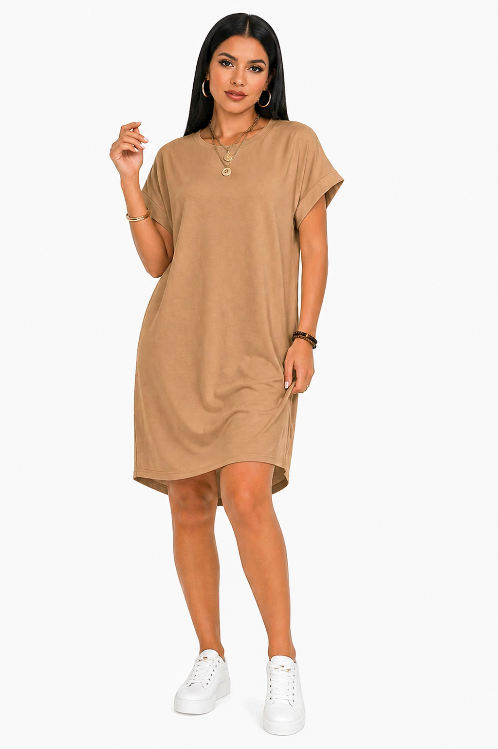 Vestido Minimalismo e Estilo Casual Lunna Marrom Claro