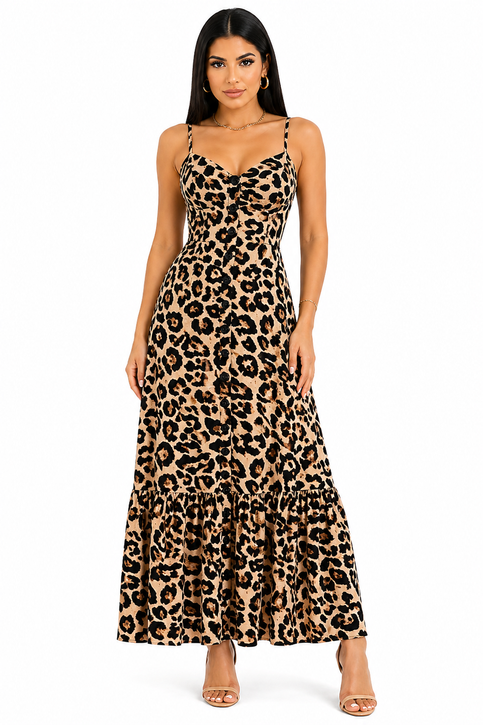Vestido Selena em Estilo Midi Multicolorido