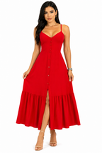 Vestido Selena em Estilo Midi Vermelho