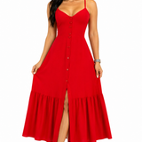 Vestido Selena em Estilo Midi Vermelho