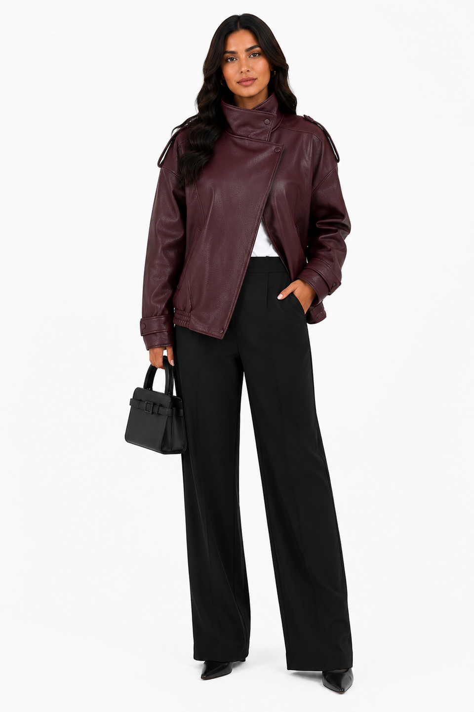 Jaqueta Leather Bordeaux Premium Oversized