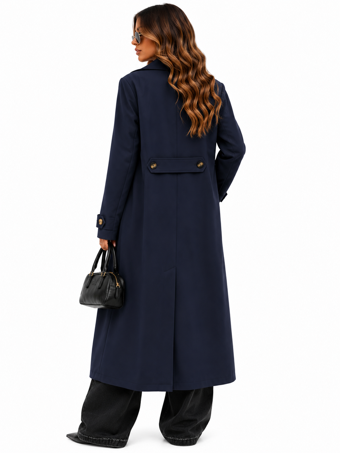 Sobretudo Premium Azul Marinho Alongado Feminino