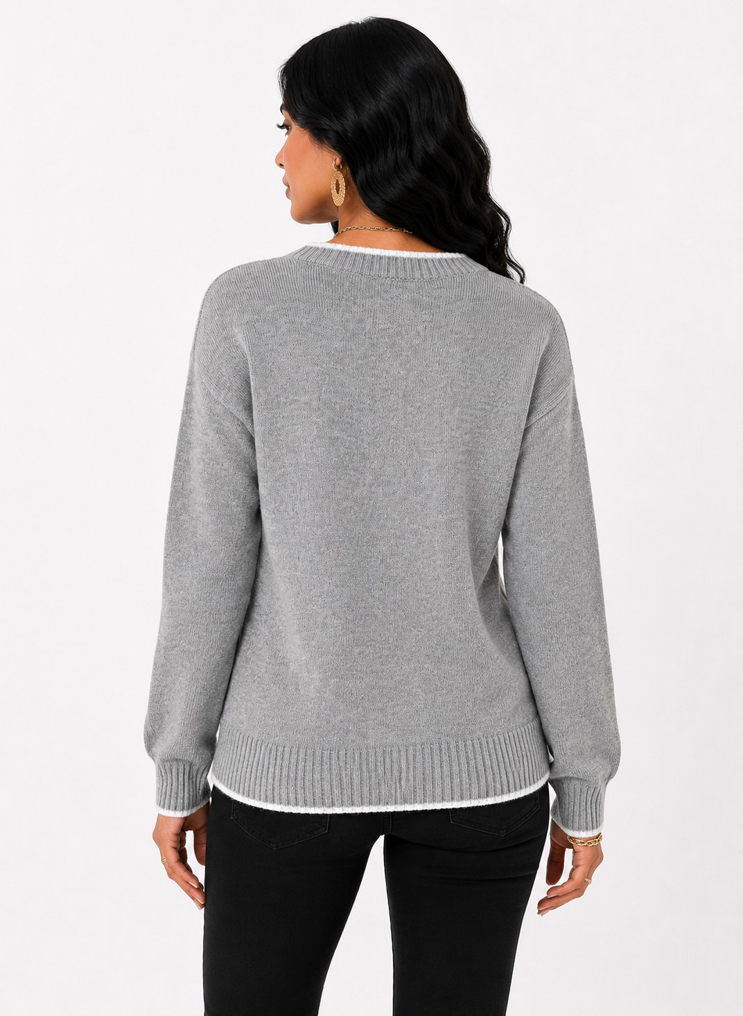 Suéter Feminino Tricô Essential Soft Cinza