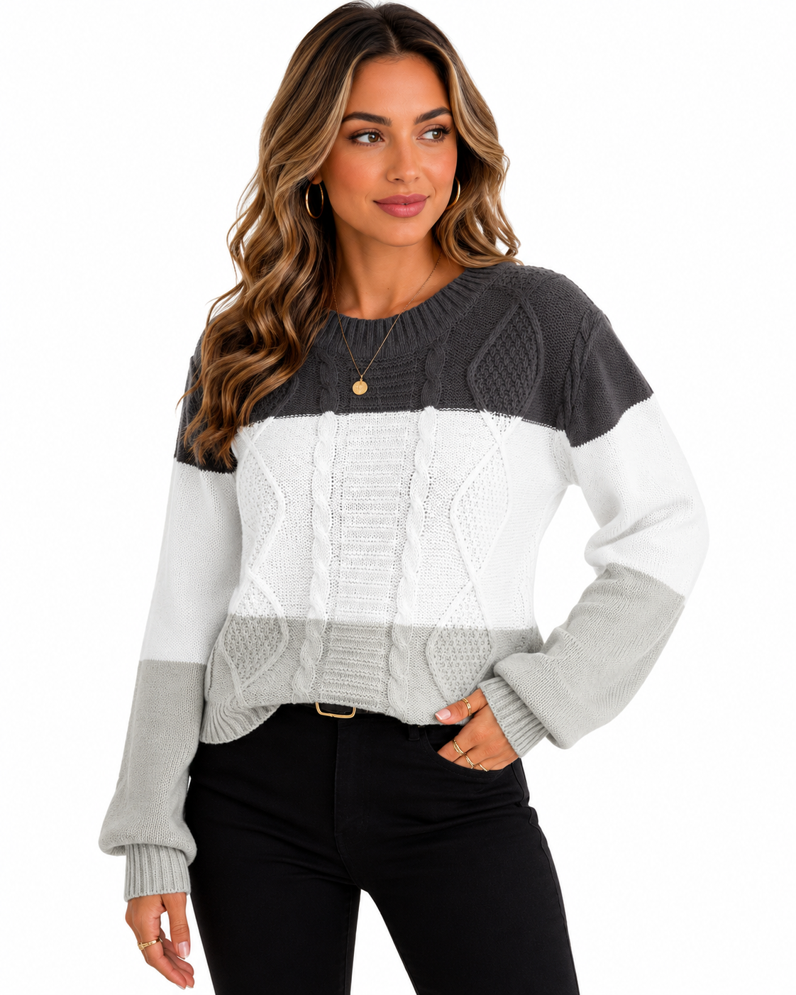 Suéter Feminino Tricô Color Block Aurora
