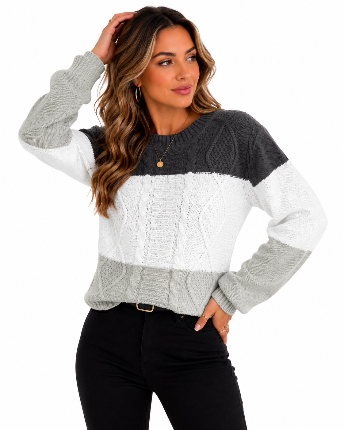 Suéter Feminino Tricô Color Block Aurora