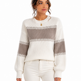 Suéter Feminino Tricô Bicolor Elegance