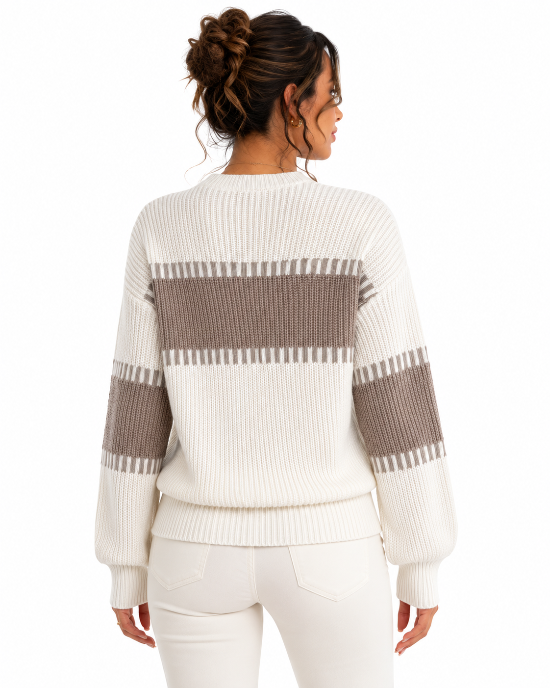Suéter Feminino Tricô Bicolor Elegance