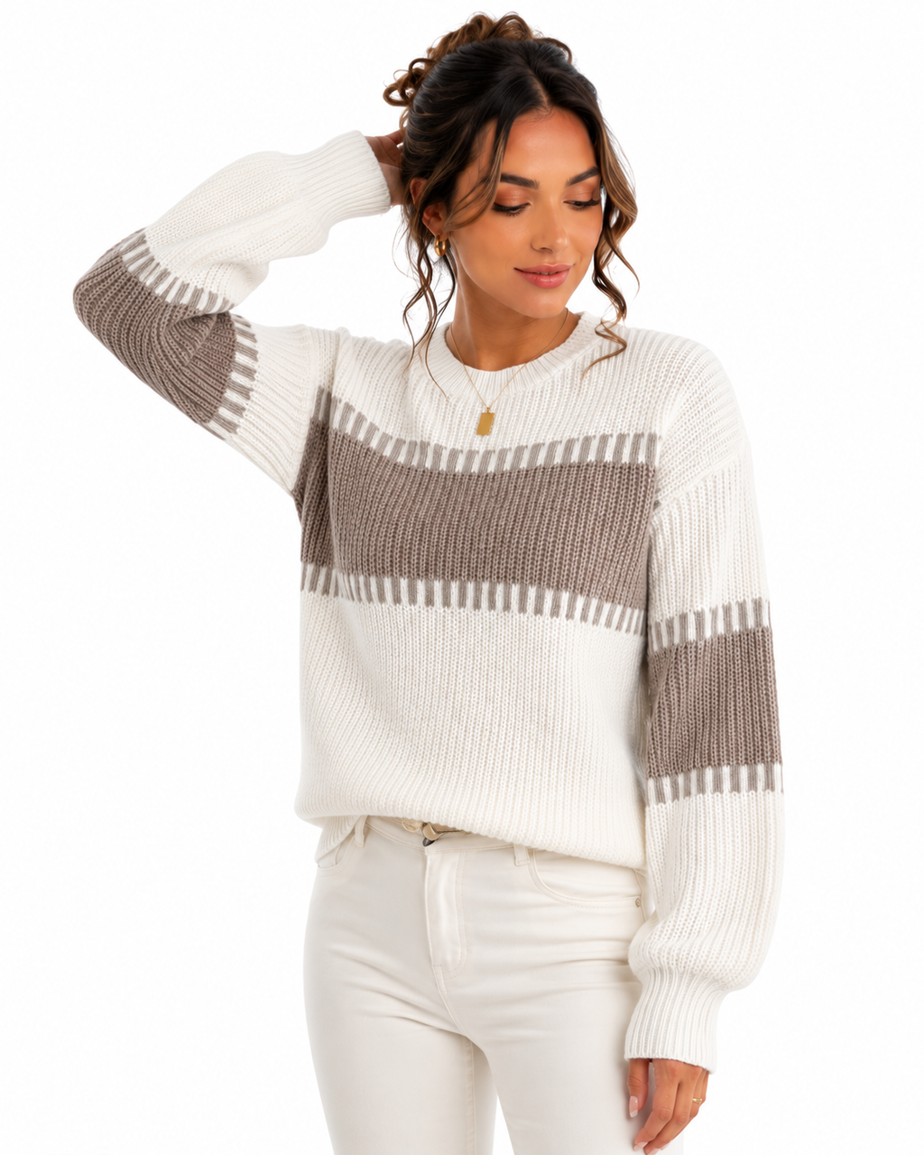 Suéter Feminino Tricô Bicolor Elegance