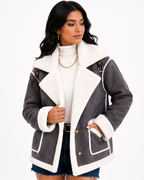Jaqueta Feminina Elegance Lapela Cinza