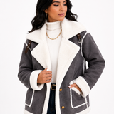 Jaqueta Feminina Elegance Lapela Cinza