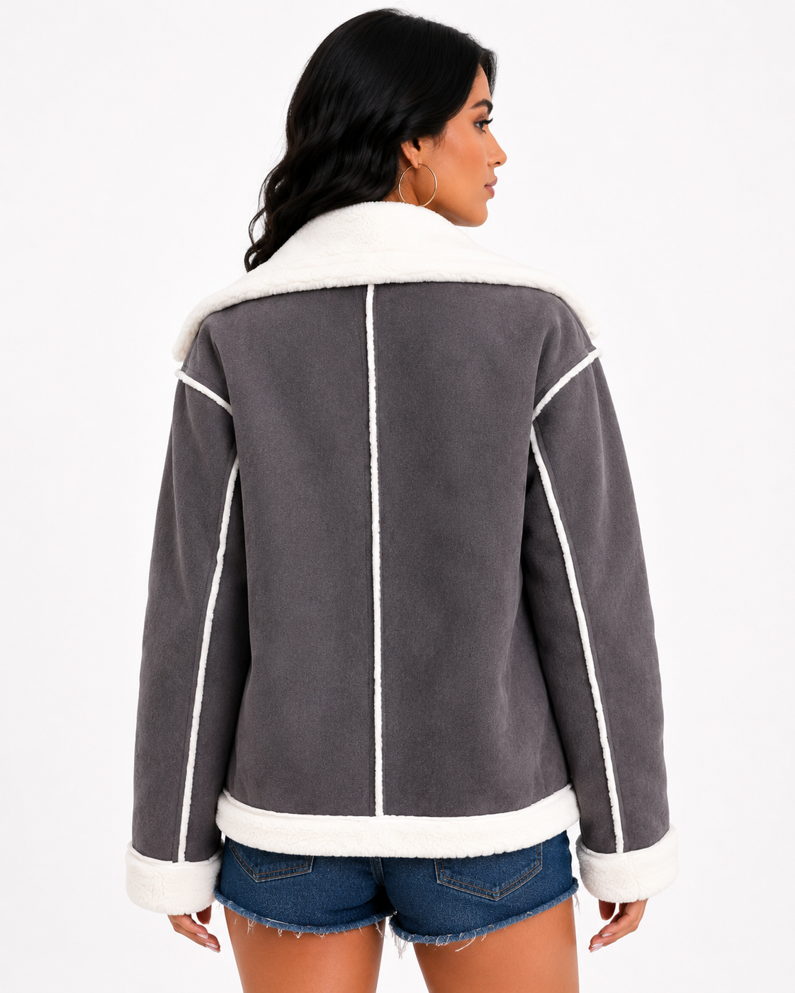 Jaqueta Feminina Elegance Lapela Cinza