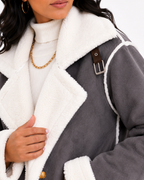 Jaqueta Feminina Elegance Lapela Cinza