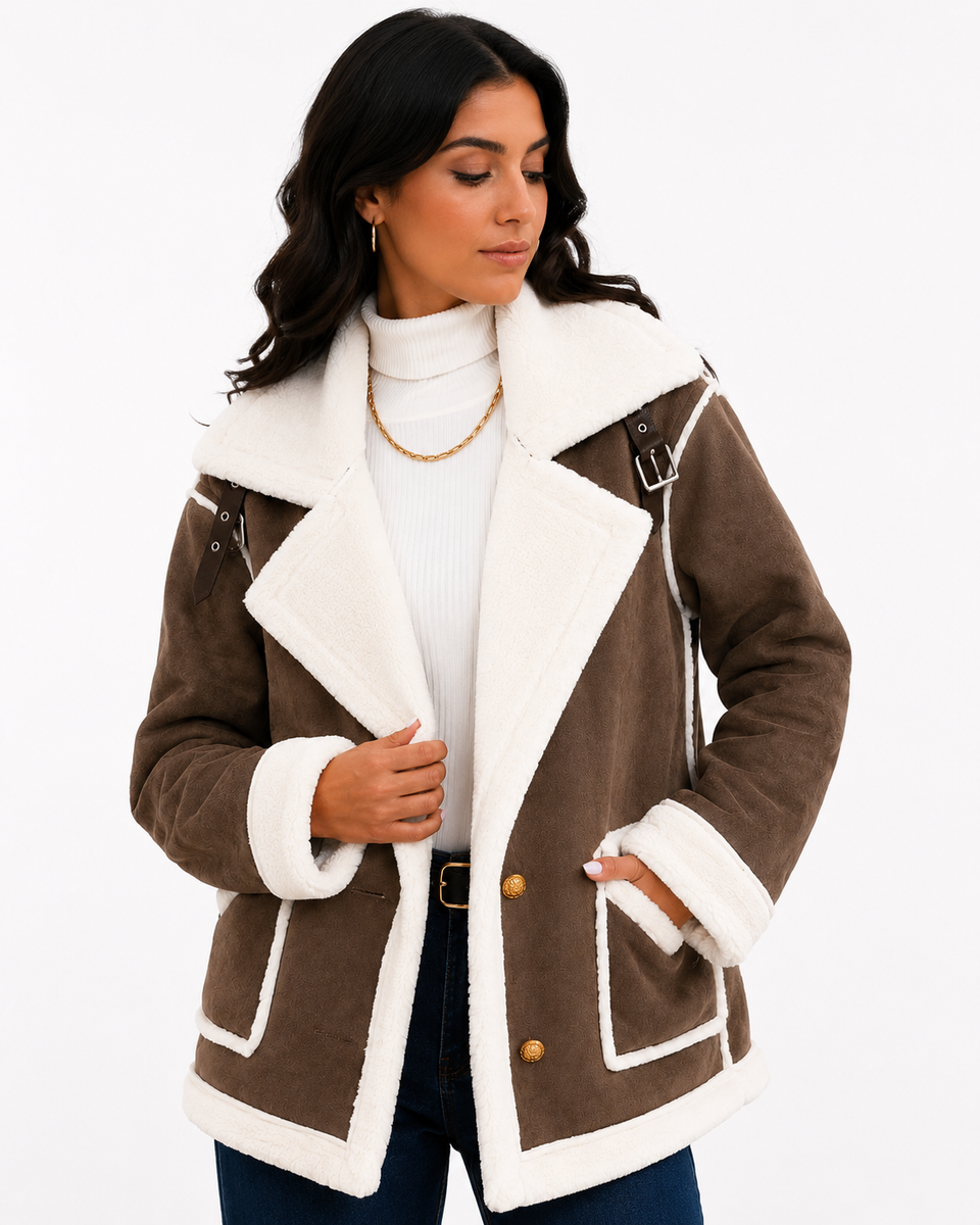 Jaqueta Feminina Elegance Lapela Marrom