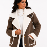 Jaqueta Feminina Elegance Lapela Marrom